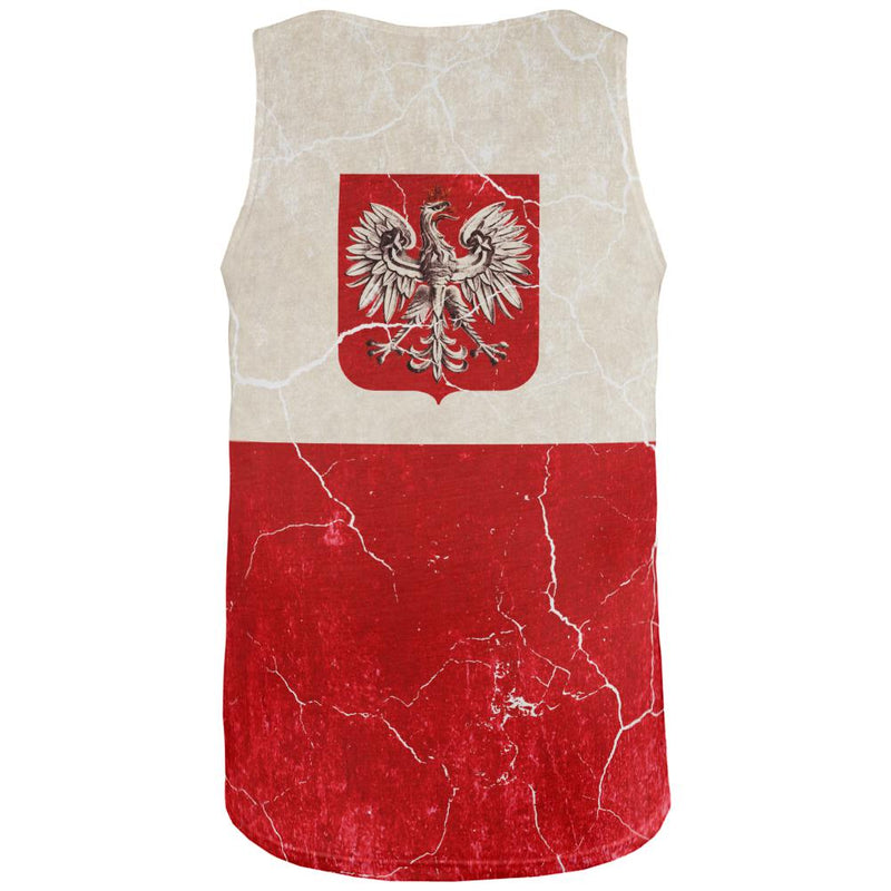 Distressed Grunge Polish Crest Flag All Over Mens Tank Top Men's Tank Tops Old Glory   