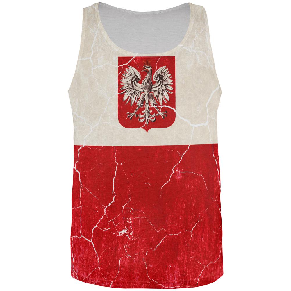 Distressed Grunge Polish Crest Flag All Over Mens Tank Top Men's Tank Tops Old Glory 3XL Multi 