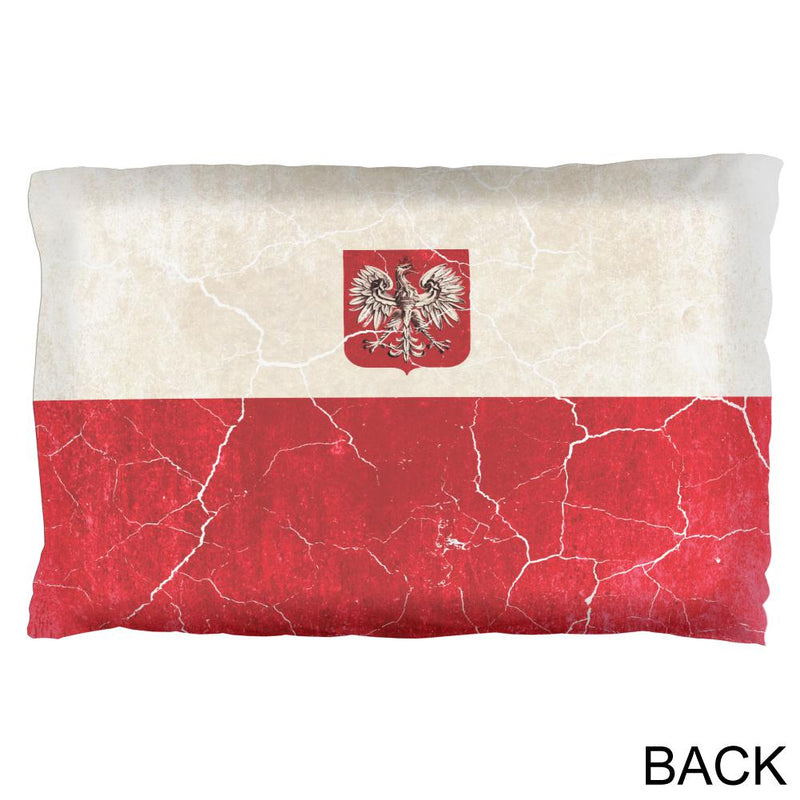 Distressed Grunge Polish Crest Flag Pillow Case Pillowcases Old Glory   