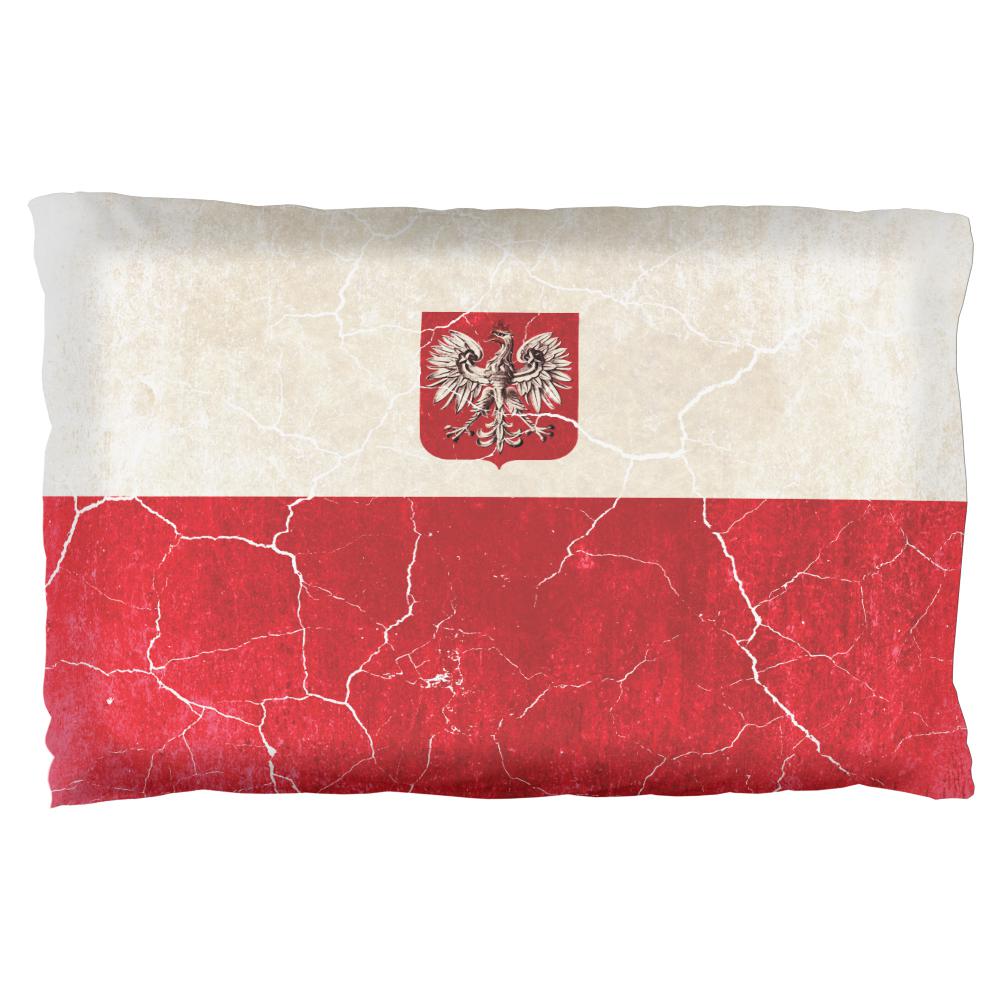 Distressed Grunge Polish Crest Flag Pillow Case Pillowcases Old Glory OS Multi 