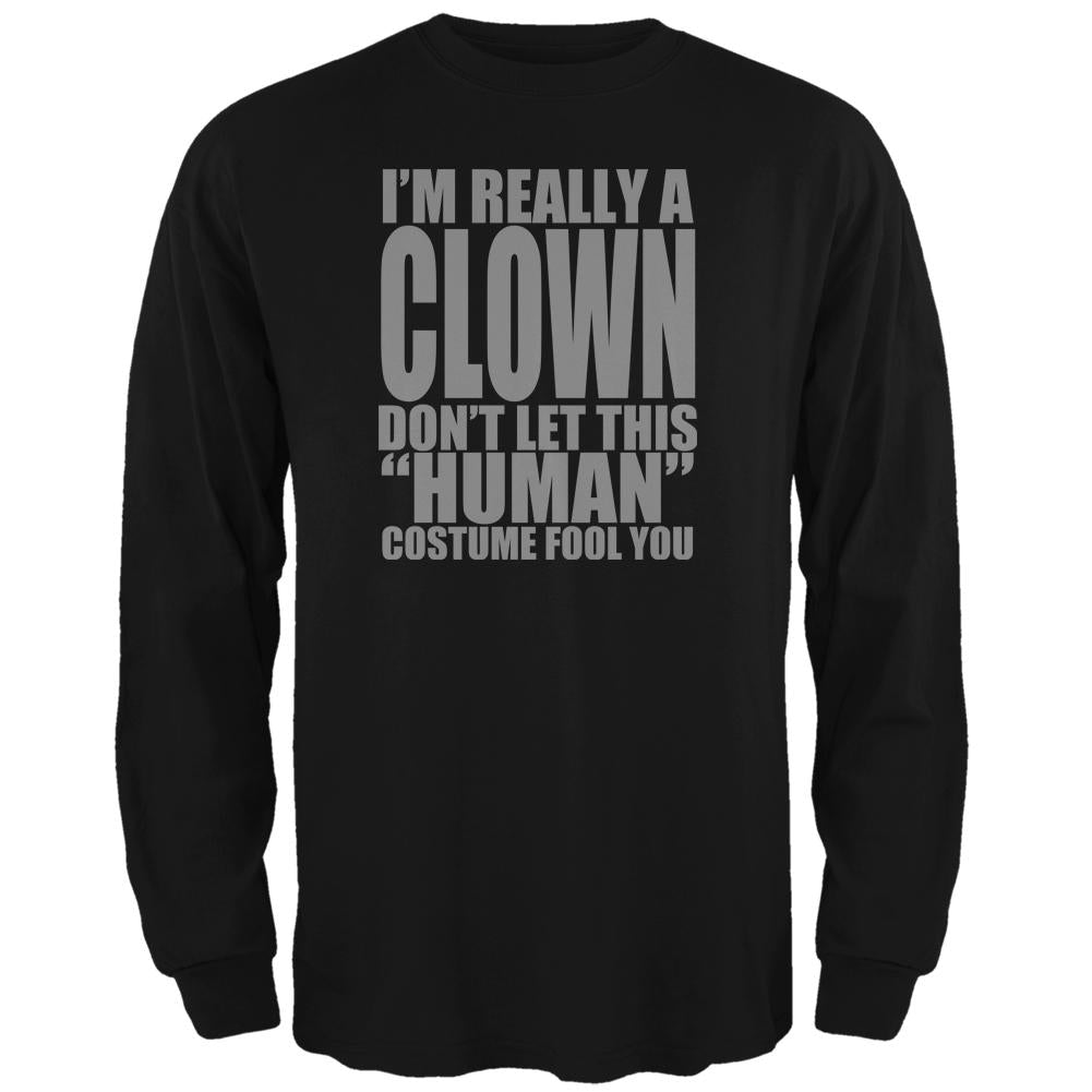 Halloween Human Clown Costume Mens Long Sleeve T Shirt Men's Long Sleeves Old Glory 2XL Black 