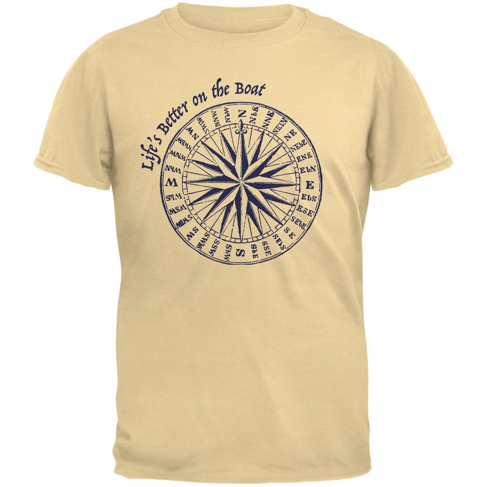 Summer Sun Life's Better on the Boat Mens Organic T Shirt Men's T-Shirts Old Glory LG Yellow Haze 