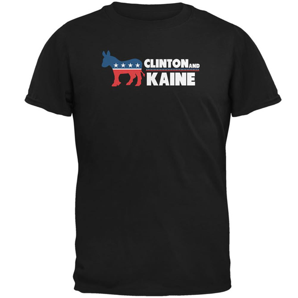 Election 2016 Clinton Kaine Donkey Logo Mens T Shirt Men's T-Shirts Old Glory 2XL Black 