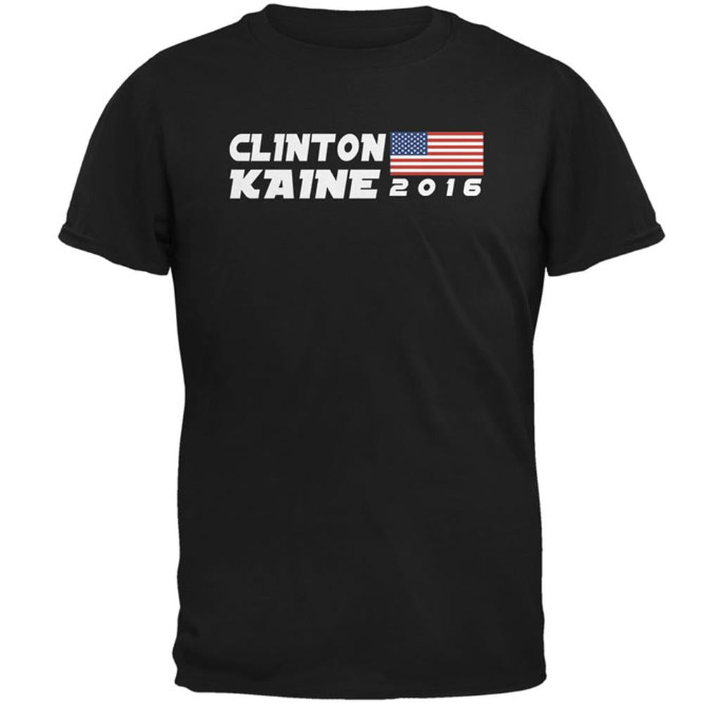 Election 2016 Clinton Kaine Flag Mens T Shirt Men's T-Shirts Old Glory 2XL Black 