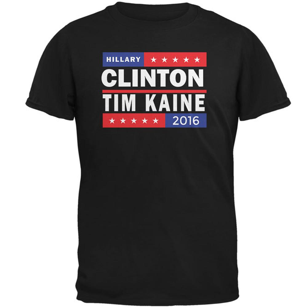 Election 2016 Stacked Logo Clinton Kaine Mens T Shirt Men's T-Shirts Old Glory 2XL Black 