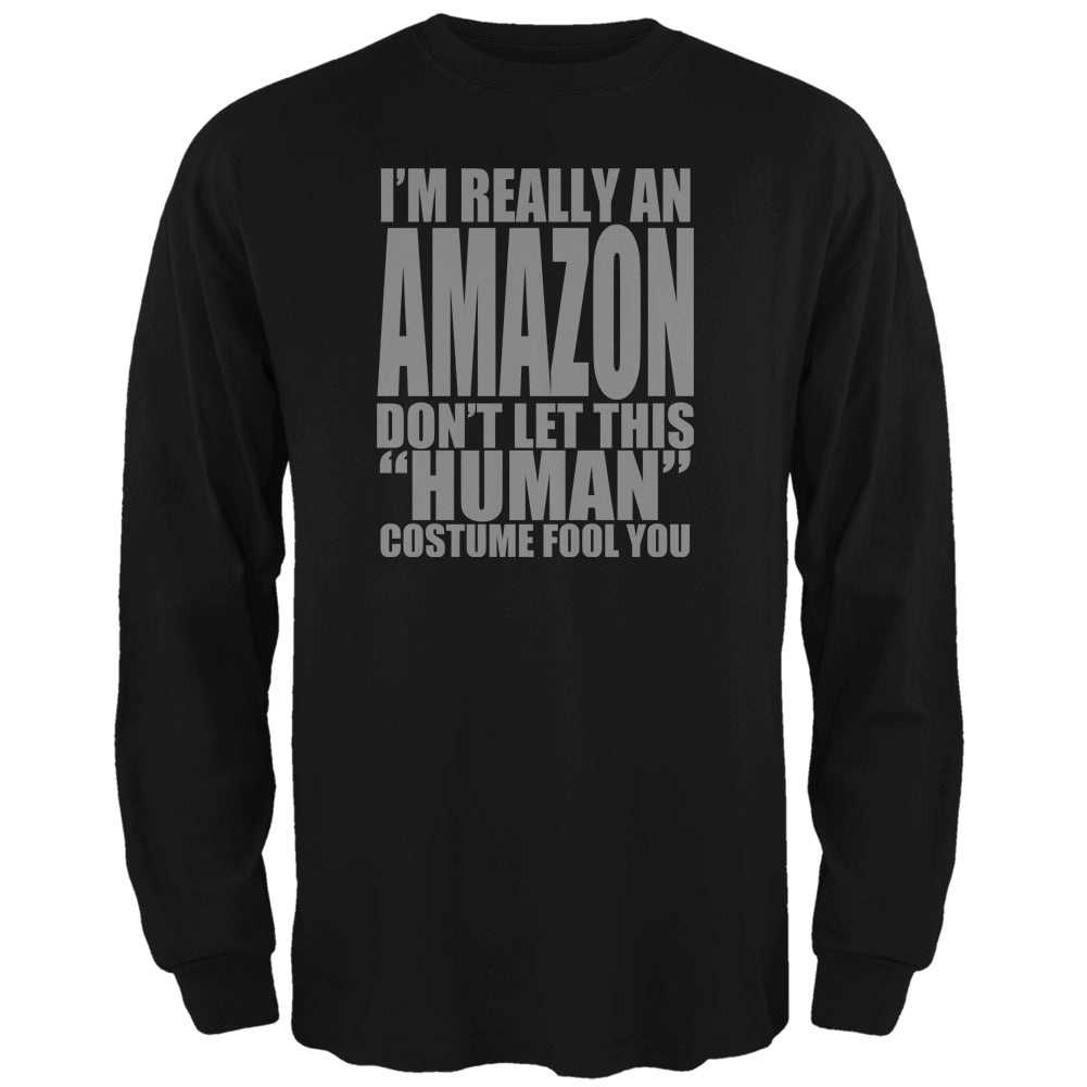 Halloween Human Amazon Costume Mens Long Sleeve T Shirt Men's Long Sleeves Old Glory 2XL Black 