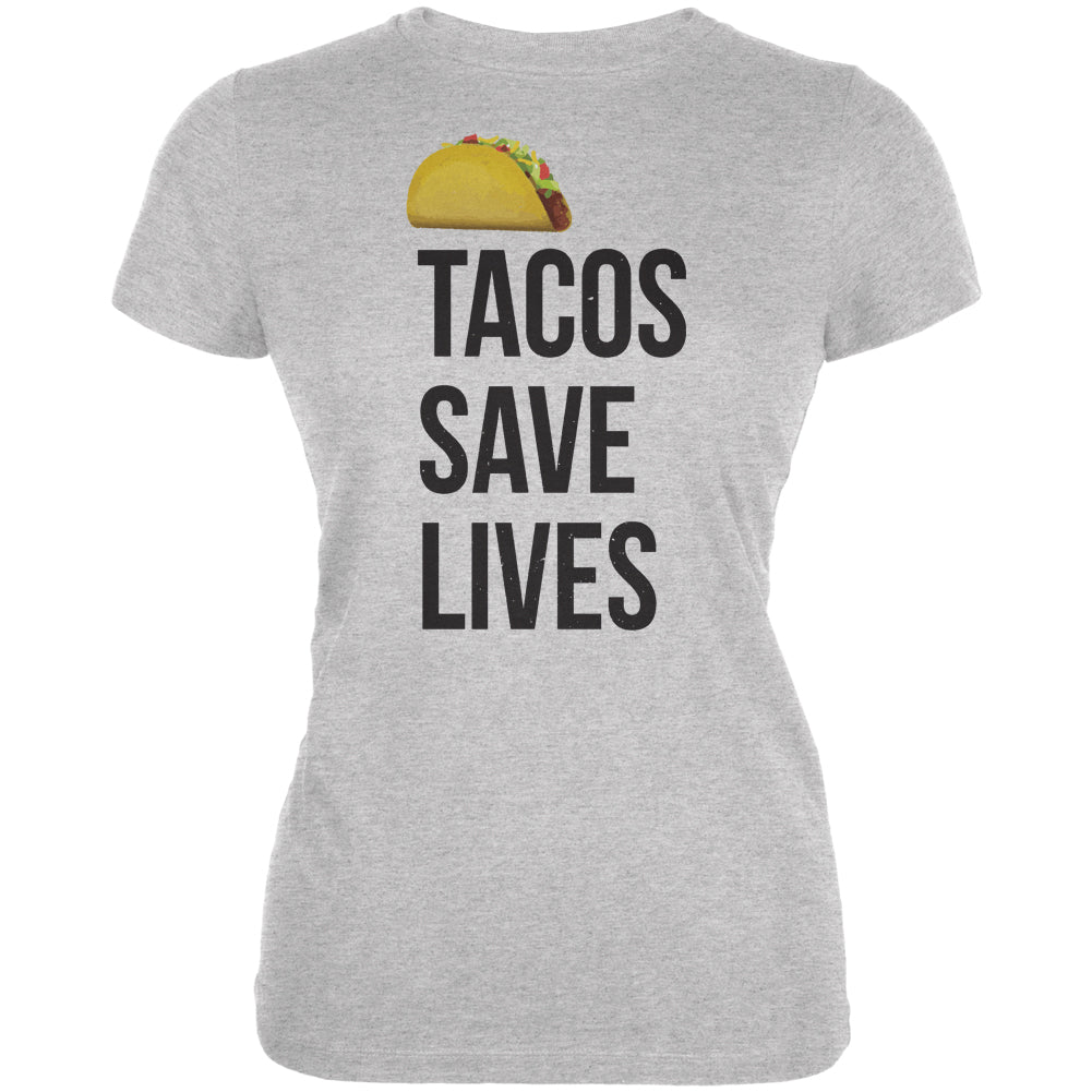 Tacos Save Lives Juniors Soft T Shirt Juniors T-Shirts Old Glory 2XL Heather 