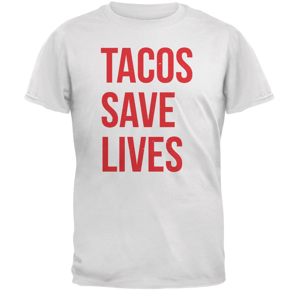 Tacos Save Lives Mens T Shirt Men's T-Shirts Old Glory 2XL White 