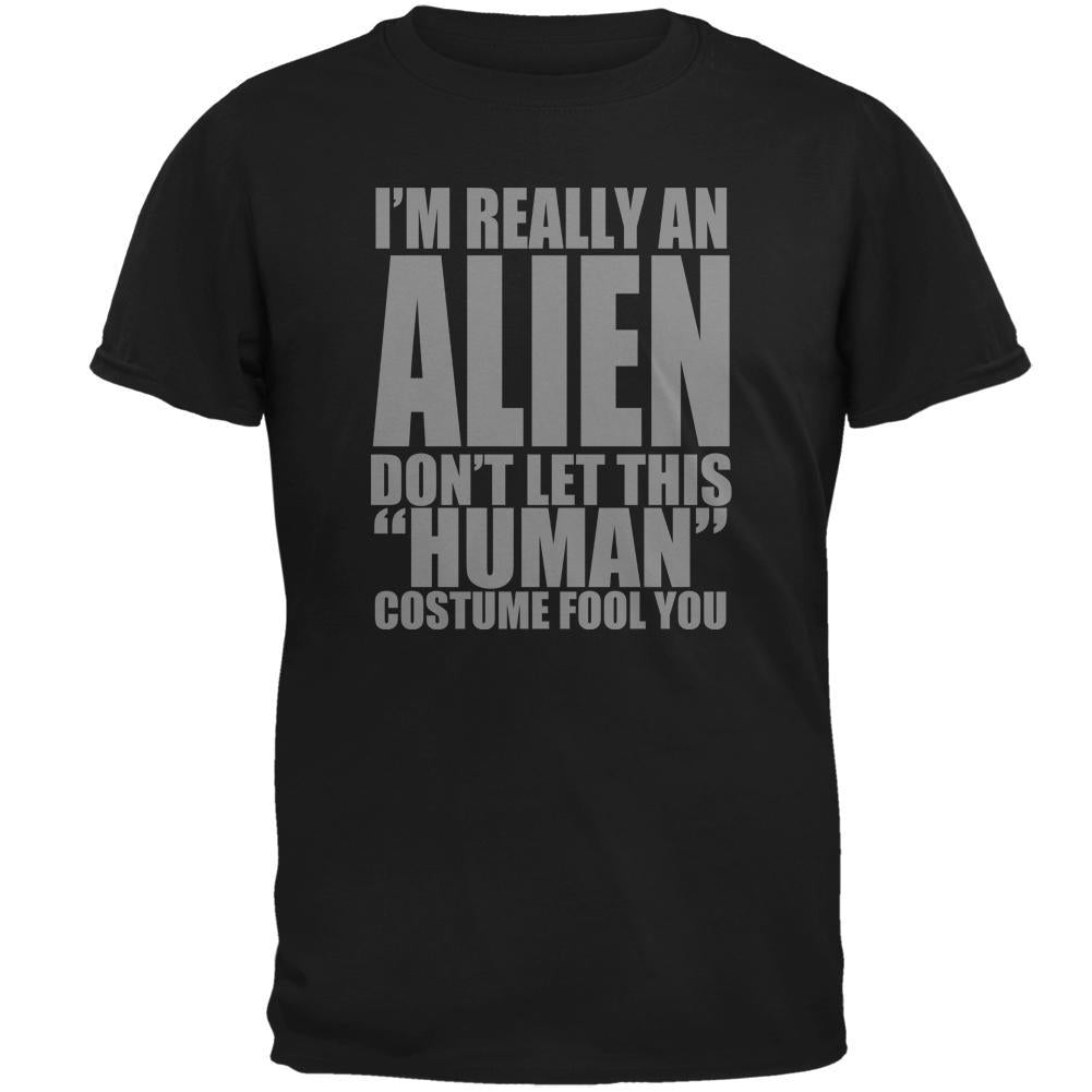 Halloween Human Alien Costume Mens T Shirt Men's T-Shirts Old Glory 2XL Black 