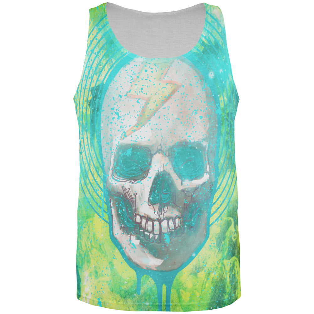 Halloween Lightning Bolt Skull Distressed Plasma All Over Mens Tank Top Men's Tank Tops Old Glory 3XL Multi 