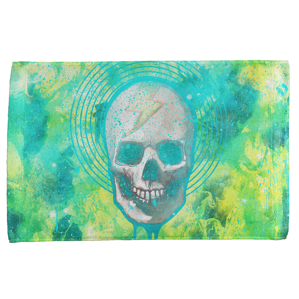 Halloween Lightning Bolt Skull Distressed Plasma All Over Hand Towel Hand Towel Old Glory OS Multi 