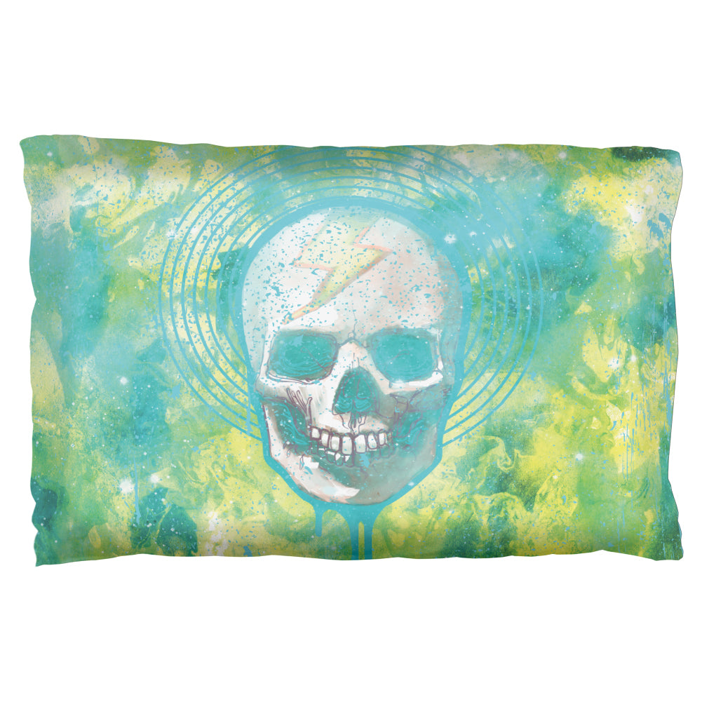 Halloween Lightning Bolt Skull Distressed Plasma Pillow Case Pillowcases Old Glory OS Multi 