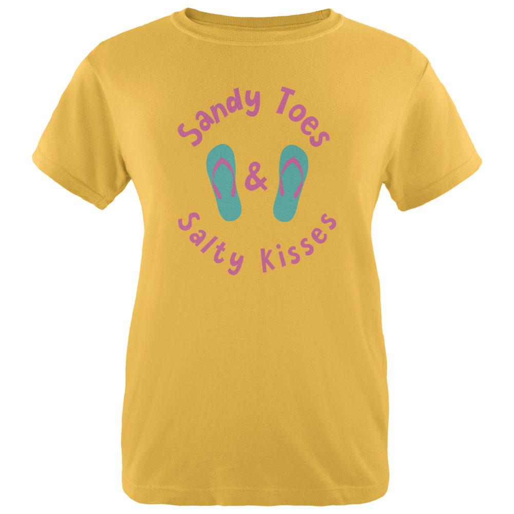 Summer Sun Sandy Toes and Salty Kisses Womens T Shirt Women's T-Shirts Old Glory LG Yellow 