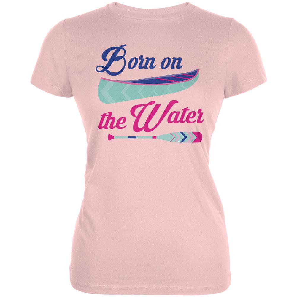 Summer Sun Born on the Water Kayak Juniors Soft T Shirt Juniors T-Shirts Old Glory LG Blush Pink 