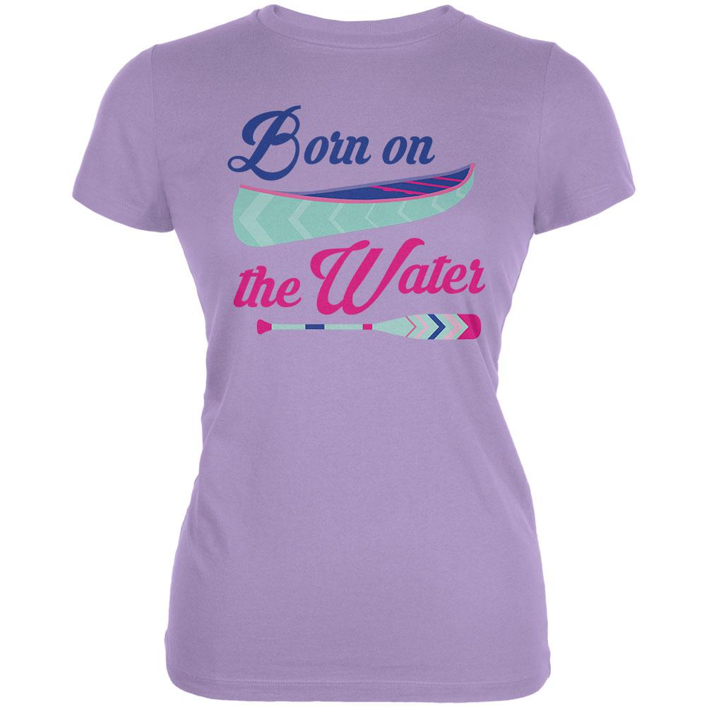Summer Sun Born on the Water Kayak Juniors Soft T Shirt Juniors T-Shirts Old Glory LG Lavender 