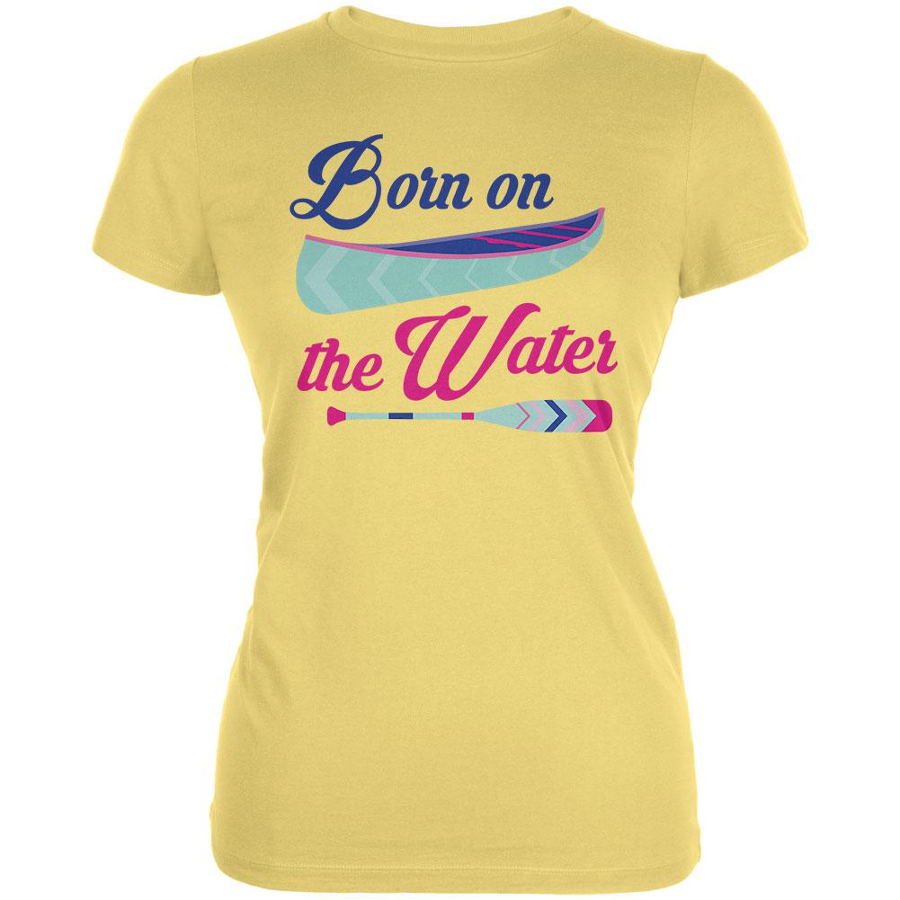 Summer Sun Born on the Water Kayak Juniors Soft T Shirt Juniors T-Shirts Old Glory LG Yellow 