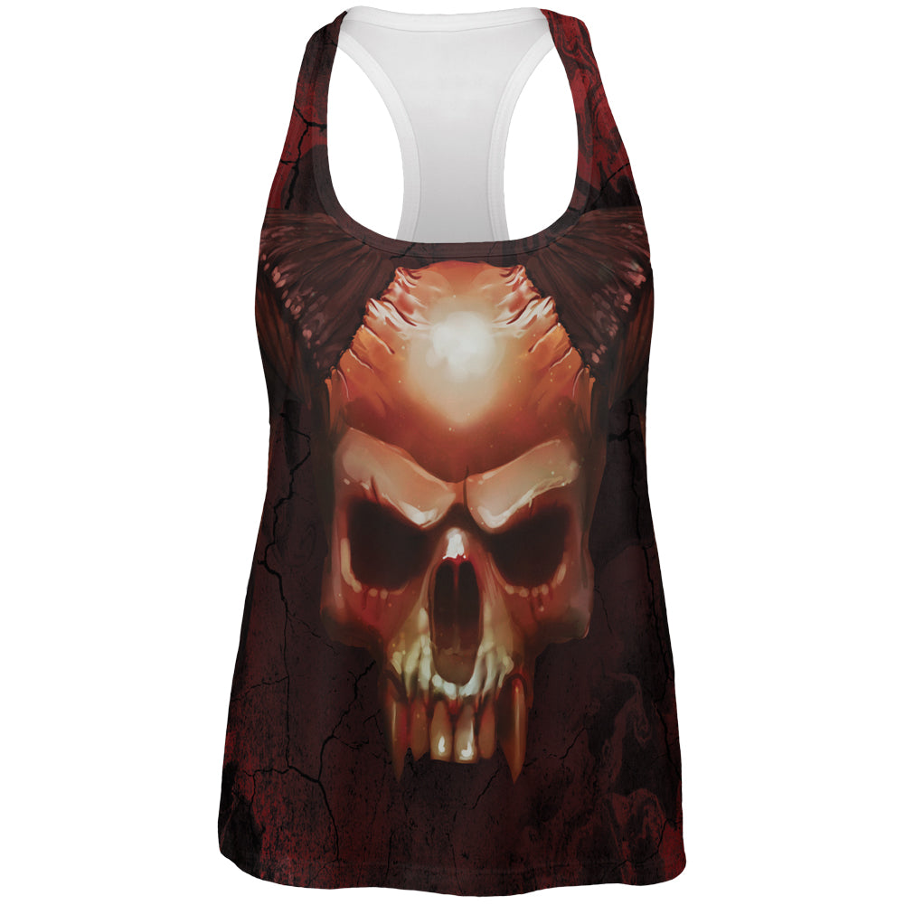 Halloween Horned Demon Skull From Hell All Over Womens Work Out Tank Top Women's Tank Tops Old Glory 2XL Multi 