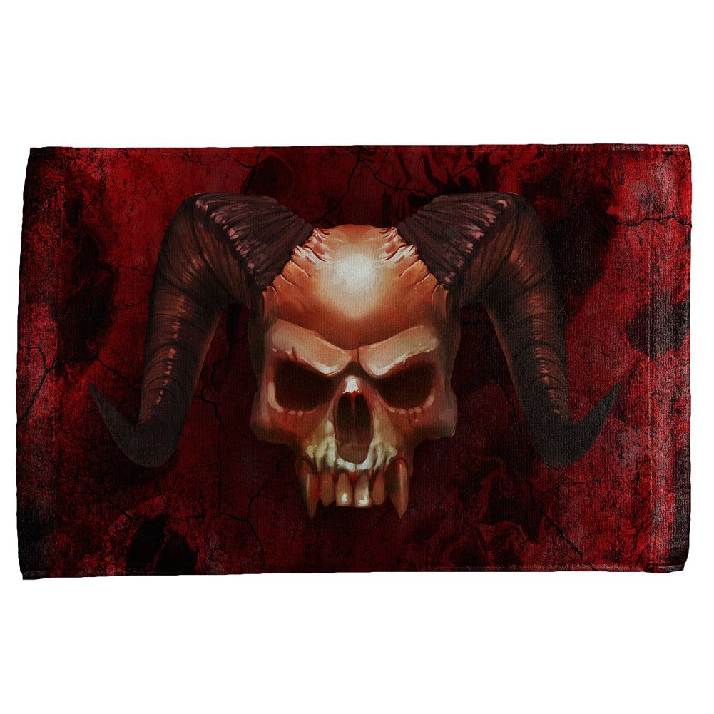 Halloween Horned Demon Skull From Hell All Over Hand Towel Hand Towel Old Glory OS Multi 