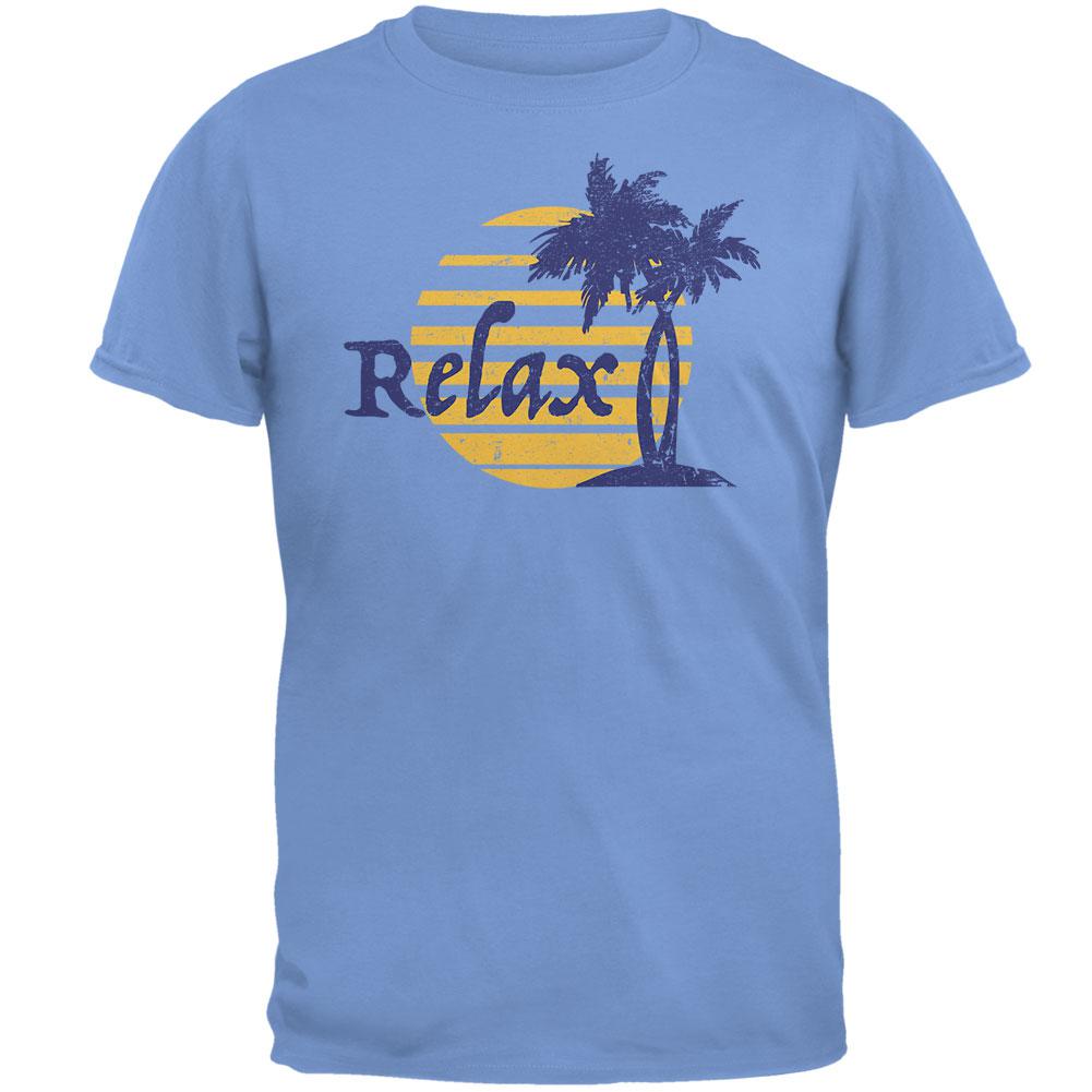 Summer Sun Relax Palm Tree Mens T Shirt Men's T-Shirts Old Glory 2XL Carolina Blue 