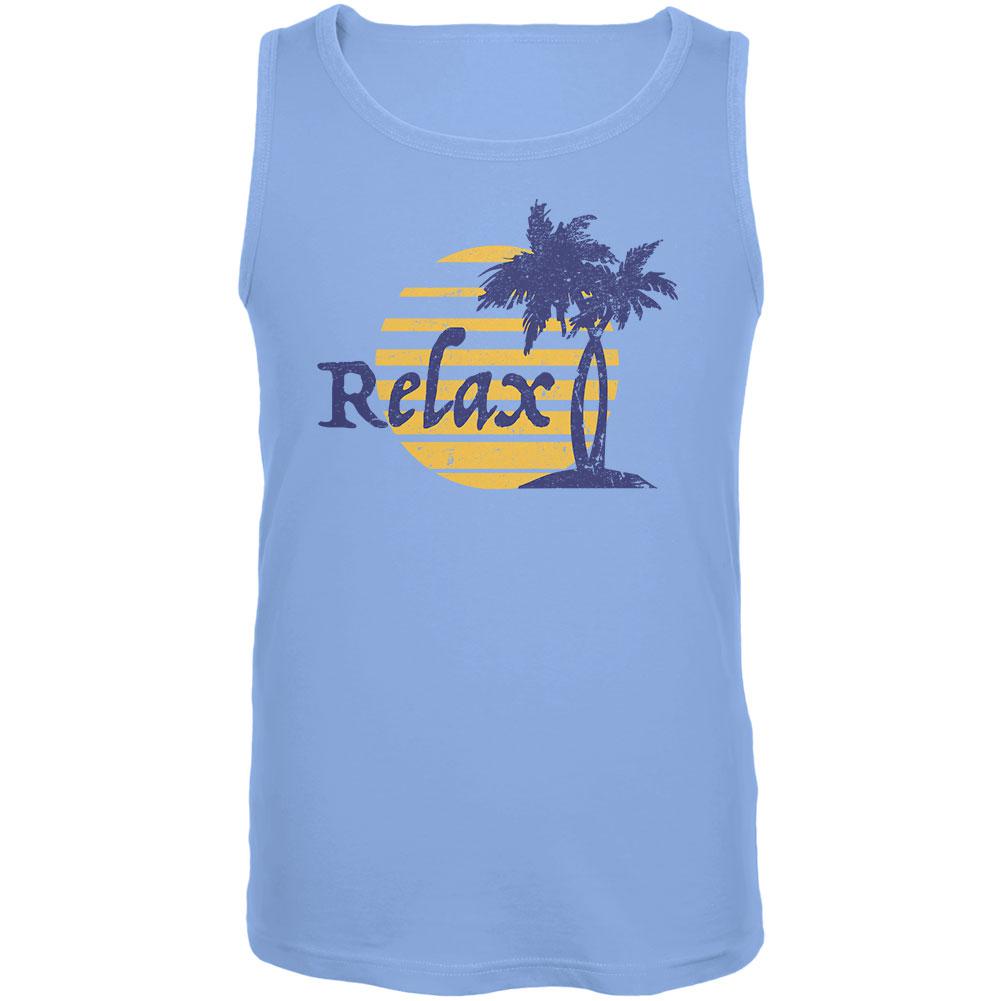 Summer Sun Relax Palm Tree Mens Tank Top Men's Tank Tops Old Glory 2XL Carolina Blue 