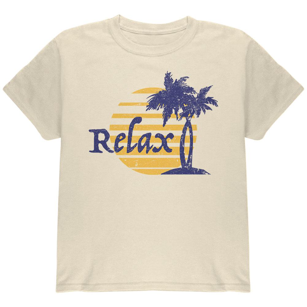 Summer Sun Relax Palm Tree Youth T Shirt Youth T-Shirts Old Glory LG Natural 