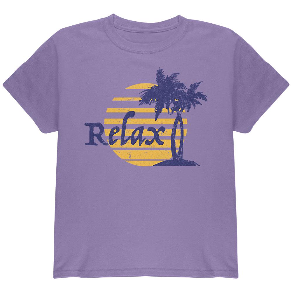 Summer Sun Relax Palm Tree Youth T Shirt Youth T-Shirts Old Glory LG Violet 