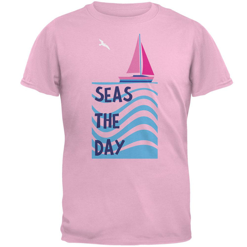 Summer Sun Seas Seize the Day Sailboat Mens T Shirt Media Holders Old Glory 2XL Light Pink 