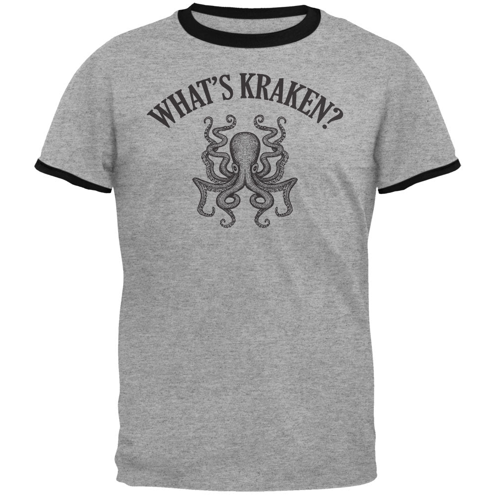 What's Kraken? Mens Ringer T Shirt Men's T-Shirts Old Glory LG Heather-Black 