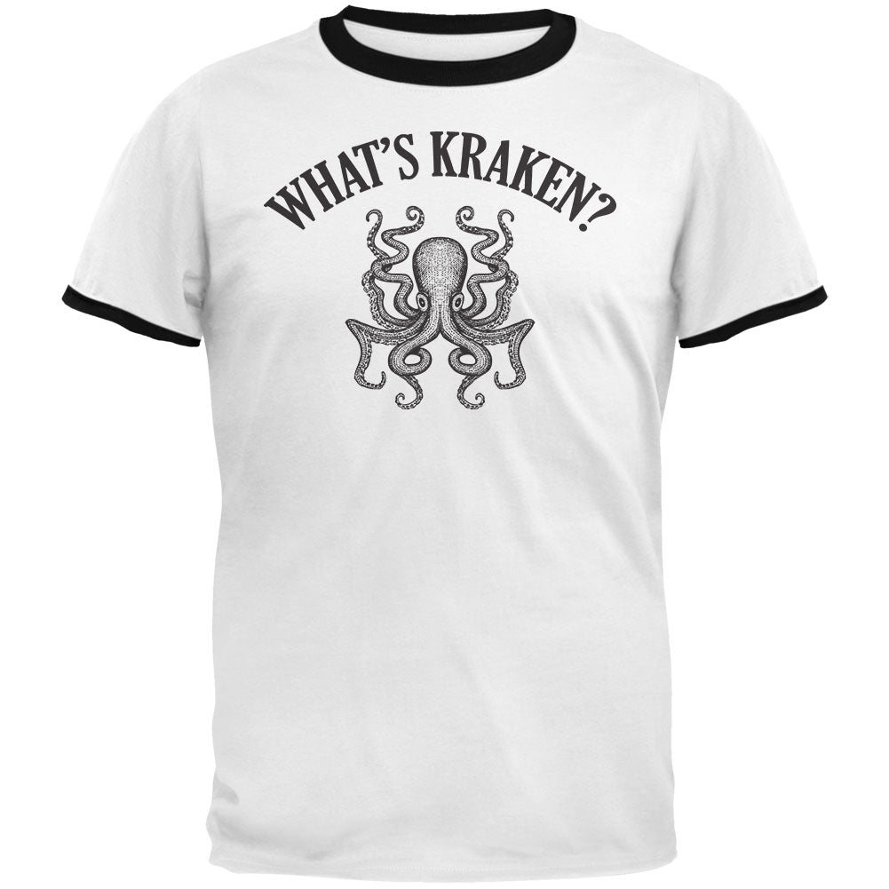 What's Kraken? Mens Ringer T Shirt Men's T-Shirts Old Glory 2XL White-Black 