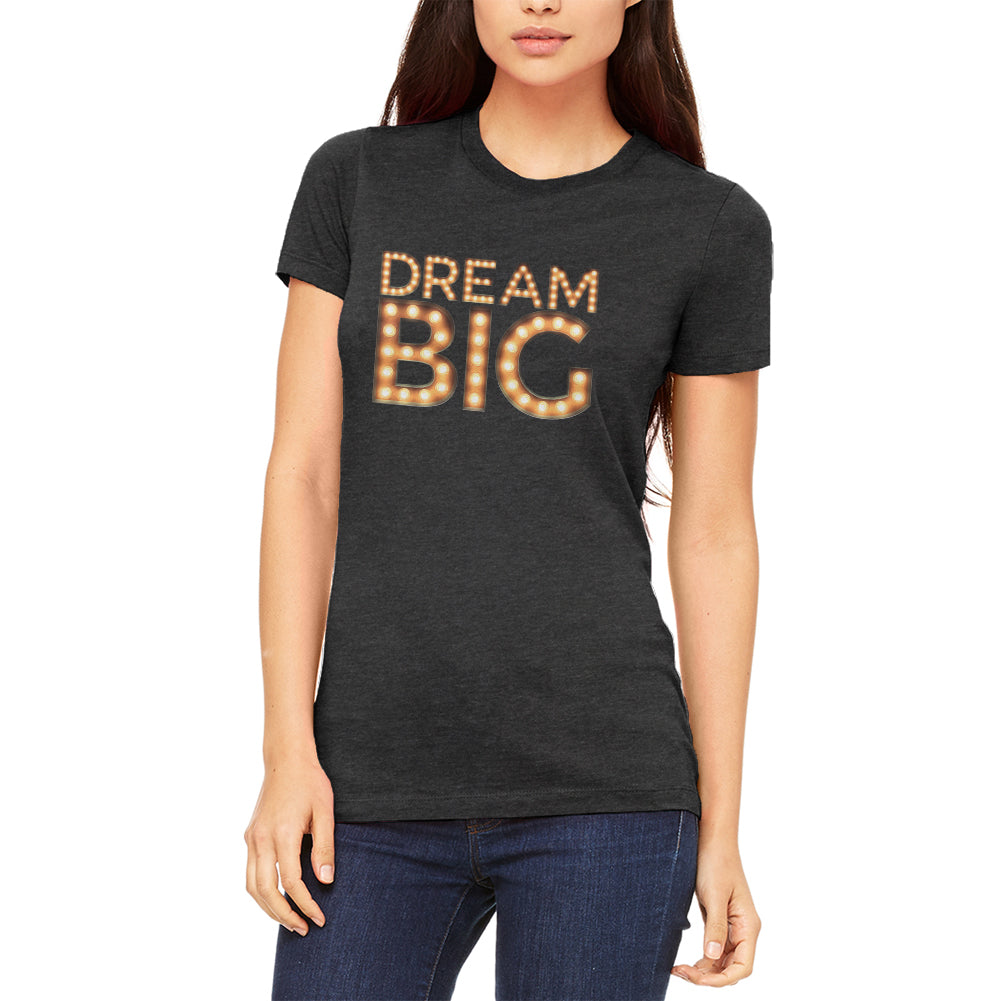 Dream Big Marquee Lights Juniors Soft T Shirt Juniors T-Shirts Old Glory 2XL Heather Black 