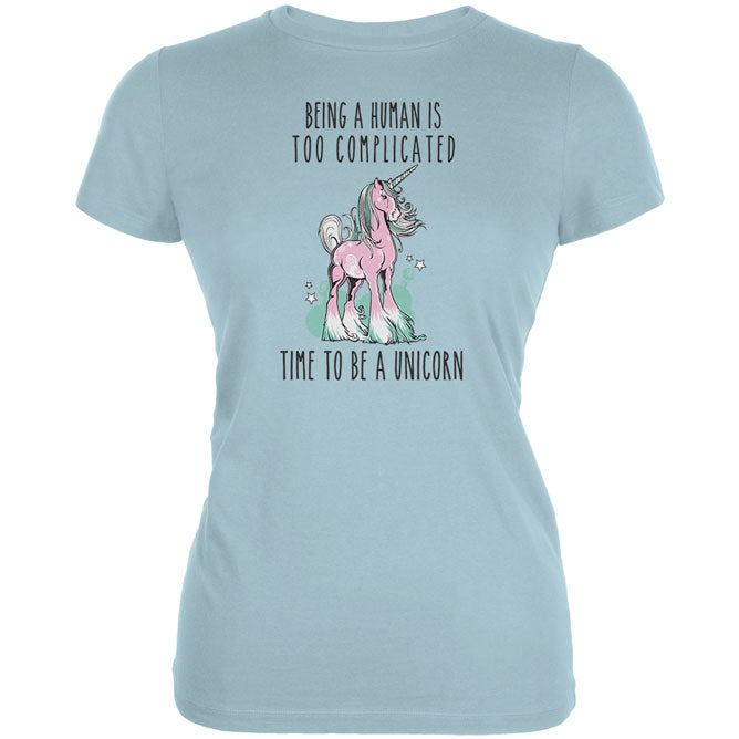 Time To Be A Unicorn Juniors Soft T Shirt Juniors T-Shirts Old Glory MD Light Blue 