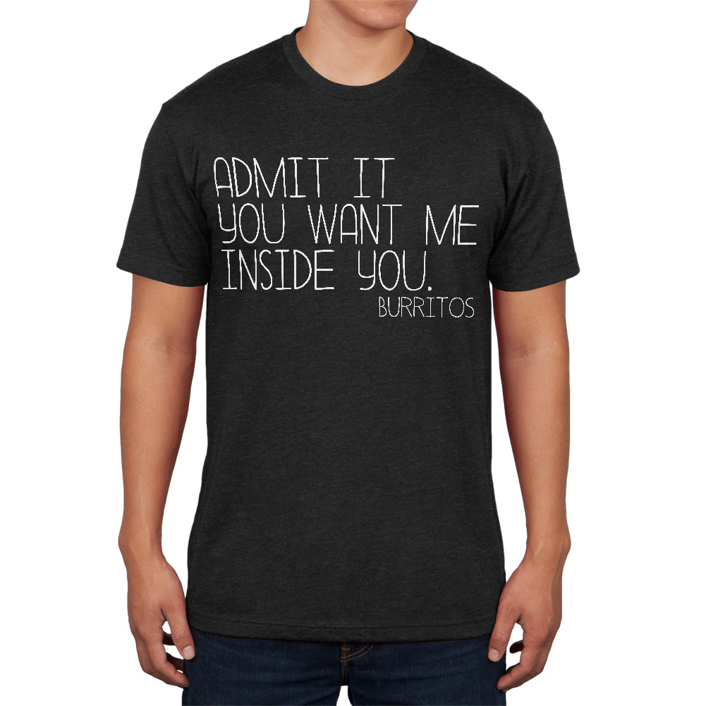 Want Me Inside You Burritos Funny Mens Soft T Shirt Men's T-Shirts Old Glory 2XL Vintage Black 