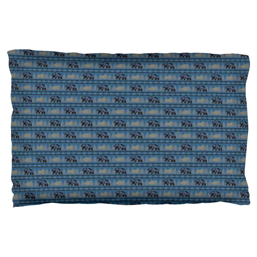 Grizzly Bear Adirondack Pattern Blue Pillow Case Pillowcases global OS Multicolored 