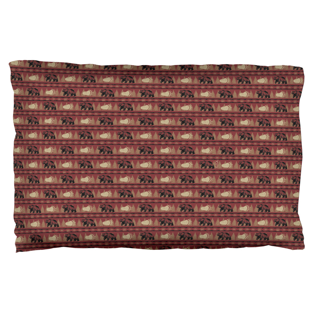 Grizzly Bear Adirondack Pattern Red Pillow Case Pillowcases global OS Multicolored 