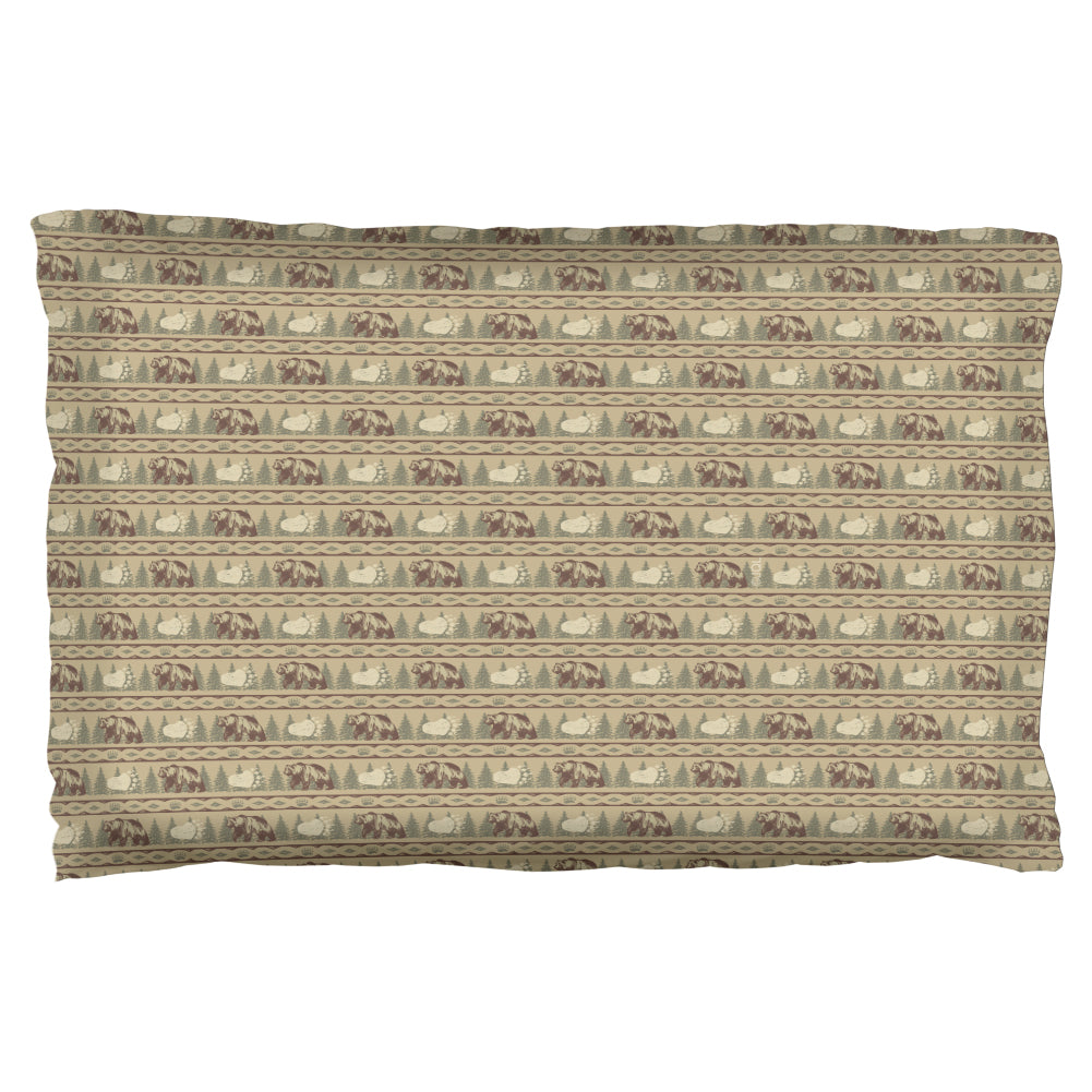 Grizzly Bear Adirondack Pattern Tan Pillow Case Pillowcases global OS Multicolored 