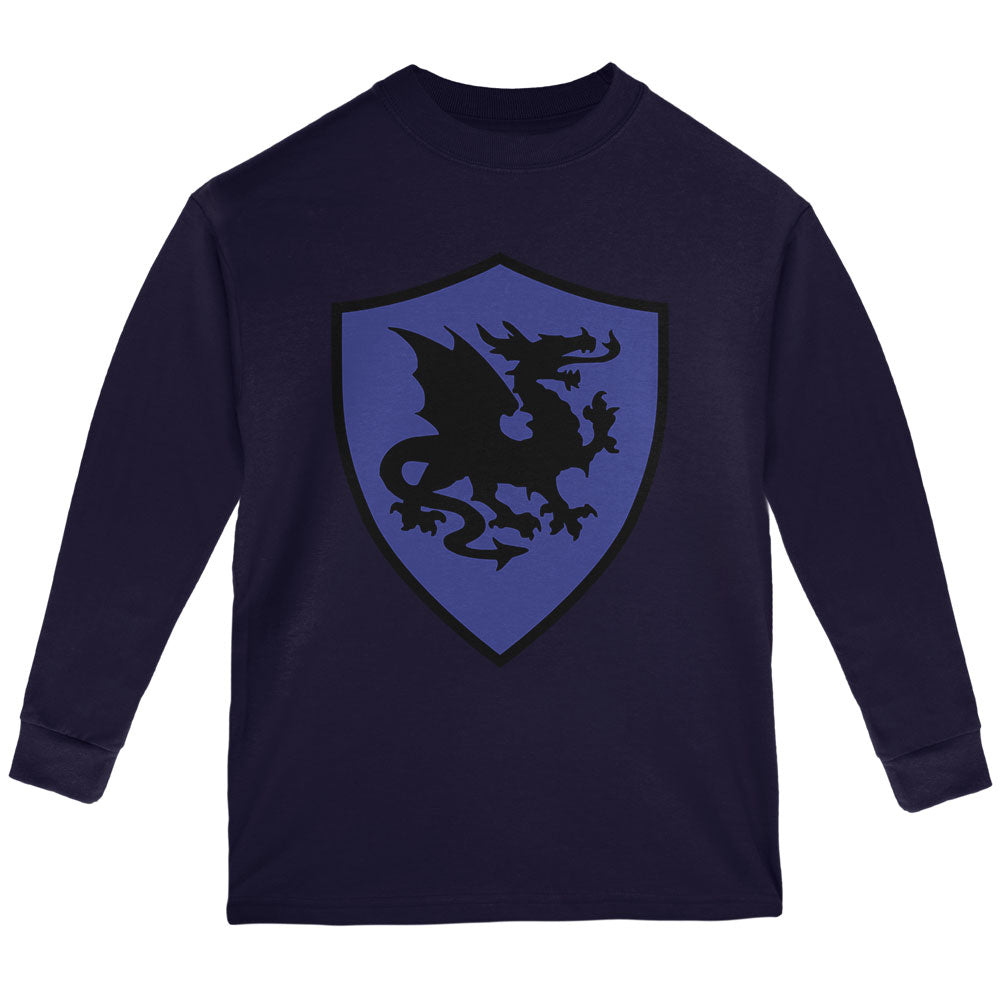 Halloween Knight Shield Costume Dragon Youth Long Sleeve T Shirt Youth T-Shirts Old Glory YLG Navy 