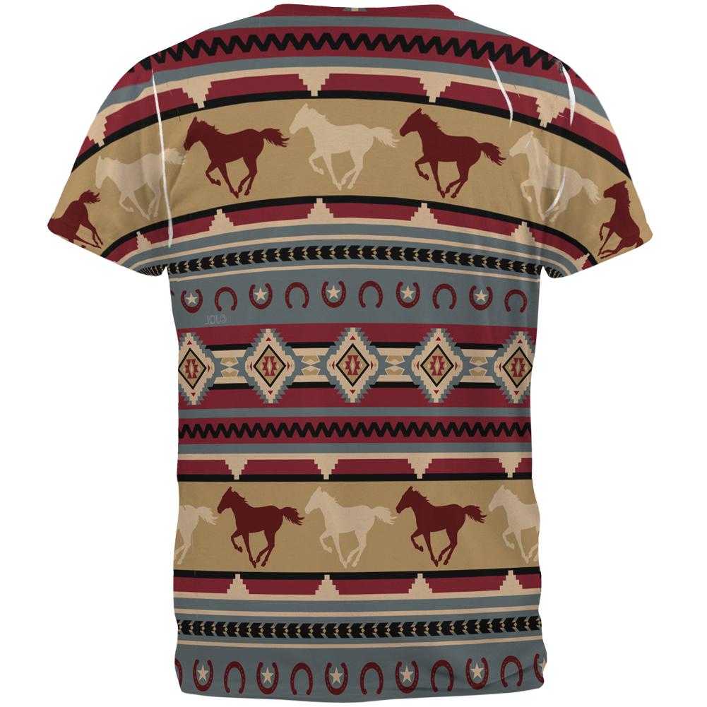 Southwestern Wild Horses Pattern All Over Mens T Shirt Men's T-Shirts Old Glory   