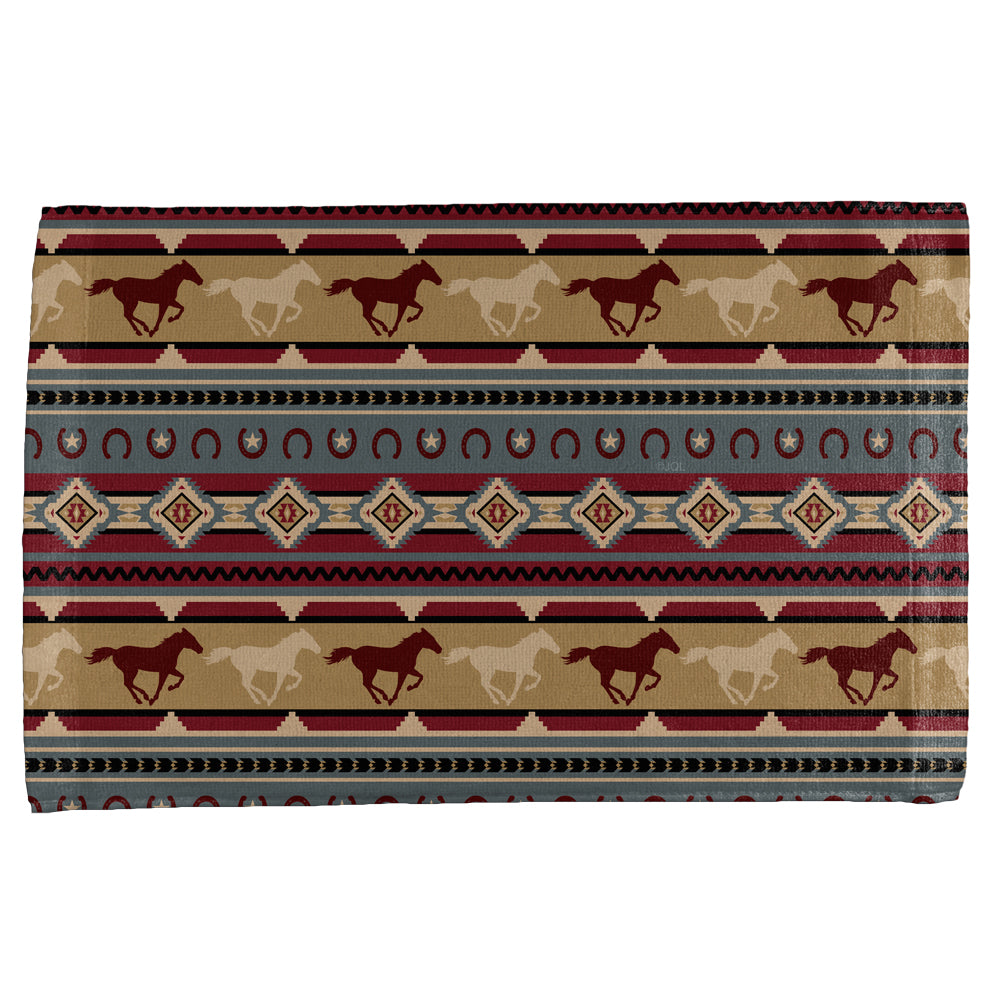 Southwestern Wild Horses Pattern All Over Hand Towel Hand Towel Old Glory OS Multi 