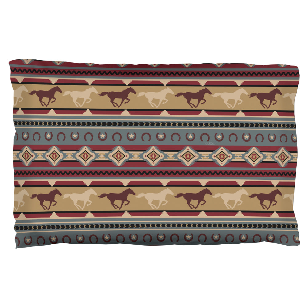 Southwestern Wild Horses Pattern Pillow Case Pillowcases Old Glory OS Multicolor 