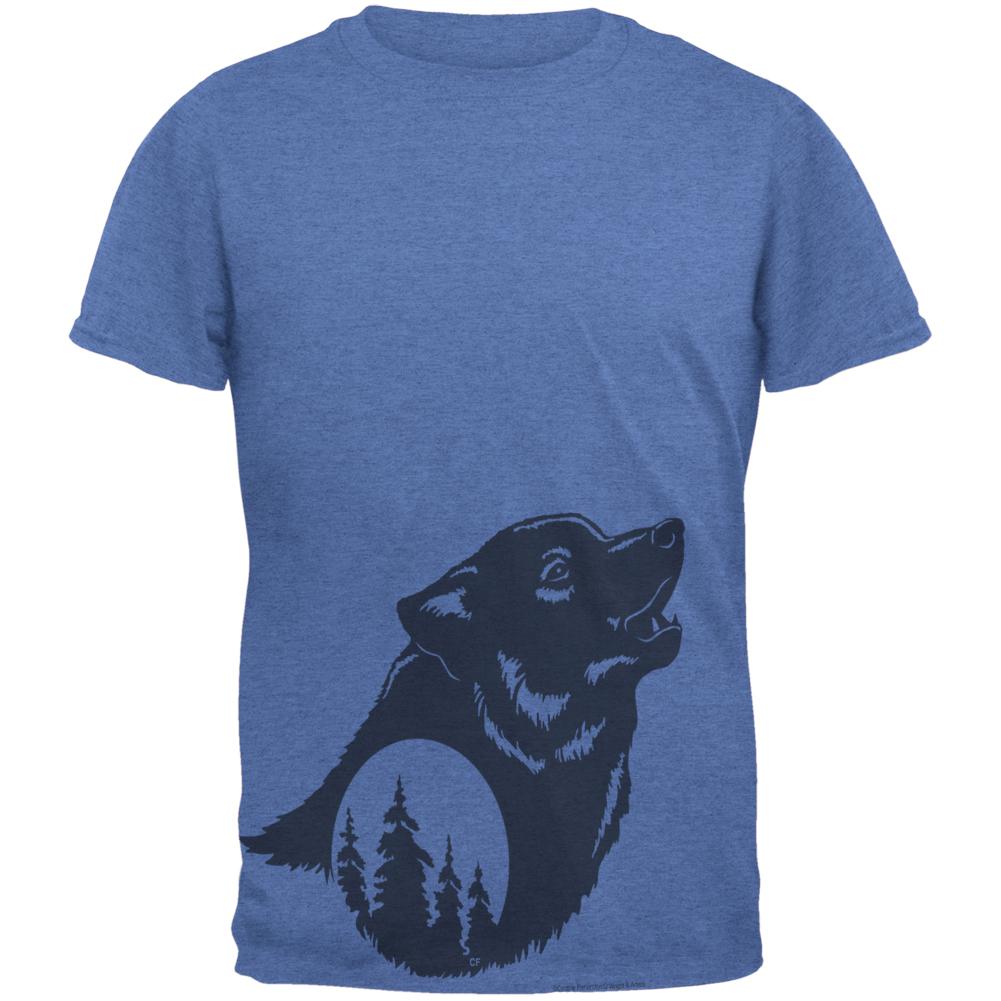 Howling Wolf Moon Silhouette Mens T Shirt Men's T-Shirts Old Glory 2XL Heather Royal 