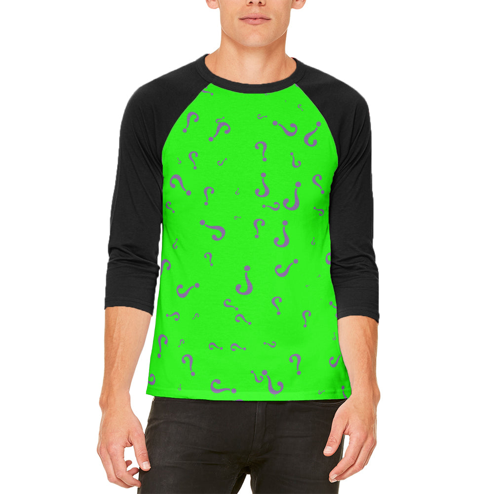 Riddle Me This Halloween Costume Mens Raglan T Shirt Men's Raglans Old Glory LG White-Black 