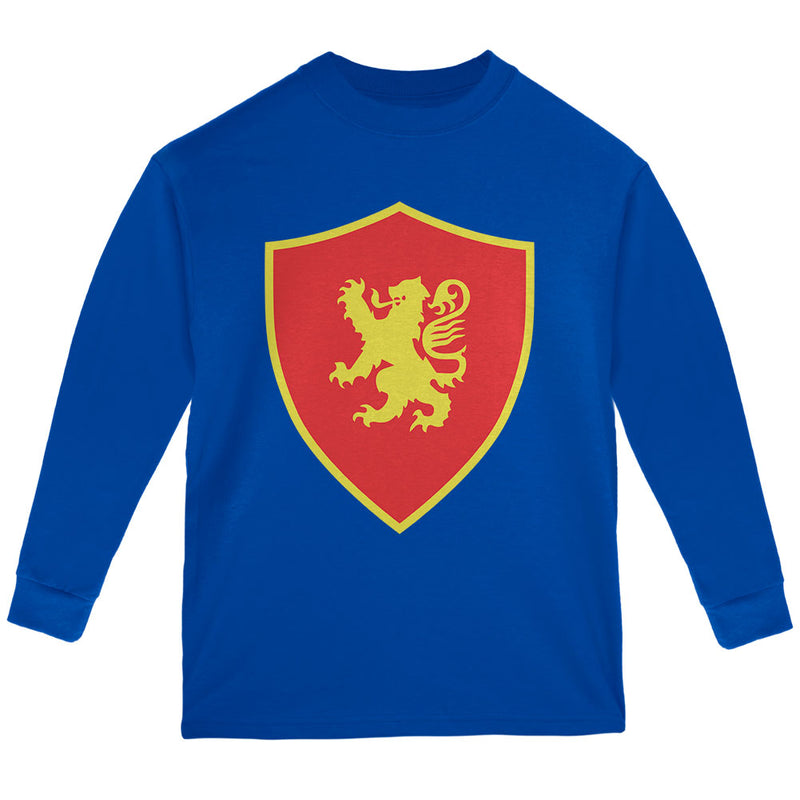 Halloween Knight Shield Costume Rampant Lion Youth Long Sleeve T Shirt Youth Long Sleeves Old Glory YLG Royal 