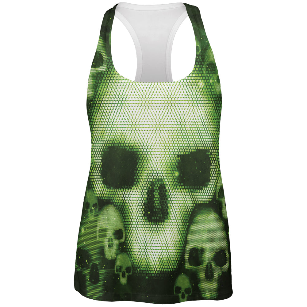 Halloween Cyber Space Alien Skull All Over Womens Work Out Tank Top Women's Tank Tops Old Glory 2XL Multi 