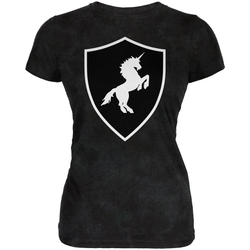 Halloween Knight Shield Costume Unicorn Juniors Soft T Shirt Juniors T-Shirts Old Glory 2XL Charcoal Black Triblend 