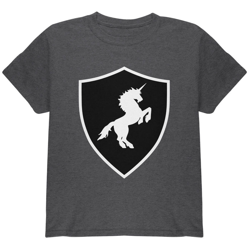 Halloween Knight Shield Costume Unicorn Youth T Shirt Youth T-Shirts Old Glory YLG Dark Heather 