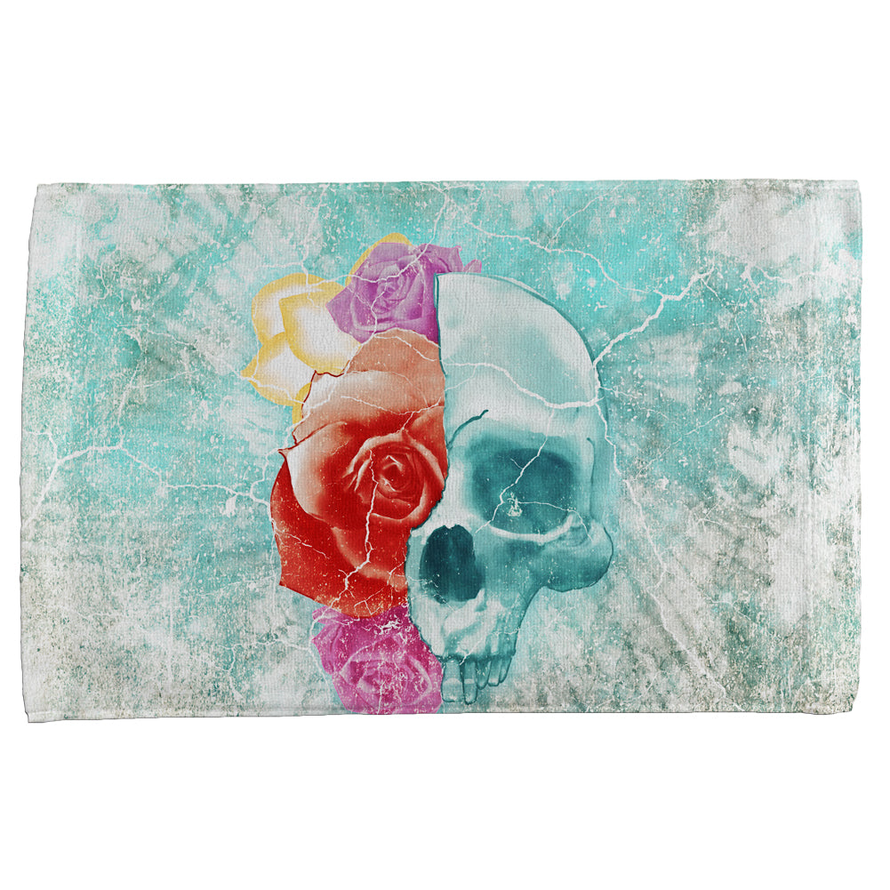 Halloween Distressed Skull and Flowers All Over Hand Towel Hand Towel Old Glory OS Multi 