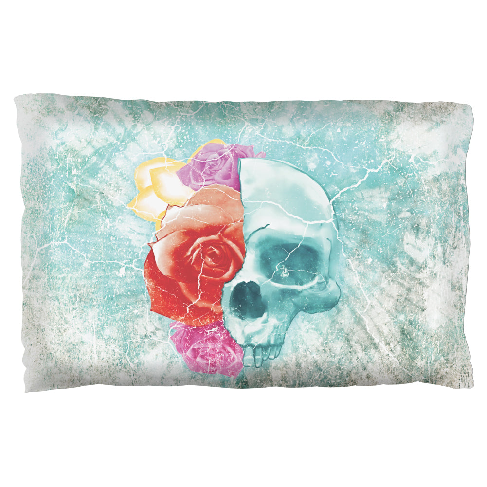 Halloween Distressed Skull and Flowers Pillow Case Pillowcases Old Glory OS Multi 