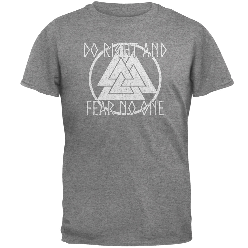 Do Right Fear No One Valknut Viking Odin Mens T Shirt Men's T-Shirts Old Glory LG Graphite 