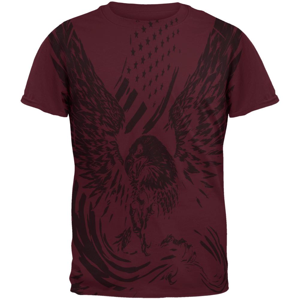 Screaming Eagle American Flag Mens T Shirt Men's T-Shirts Old Glory 2XL Maroon 