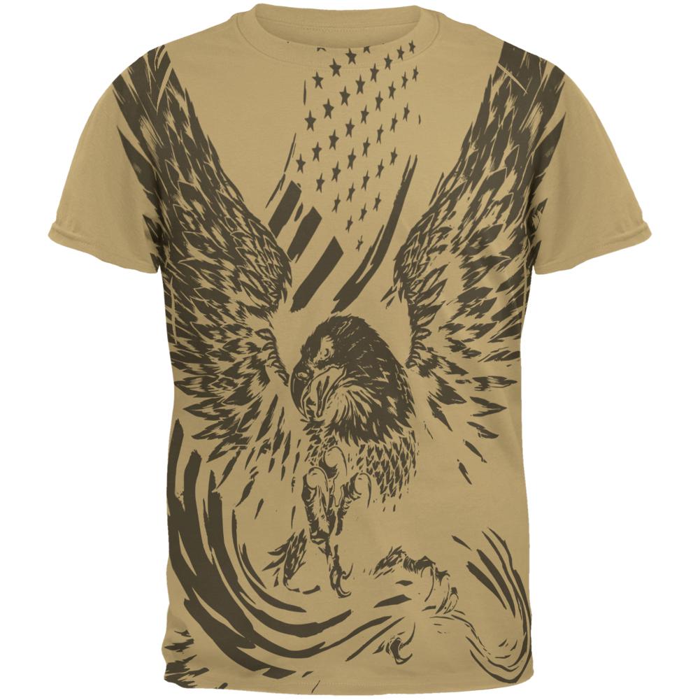 Screaming Eagle American Flag Mens T Shirt Men's T-Shirts Old Glory 2XL Tan 